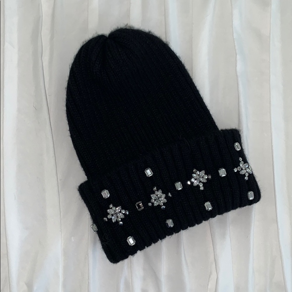 Bedazzled Black Beanie Hat